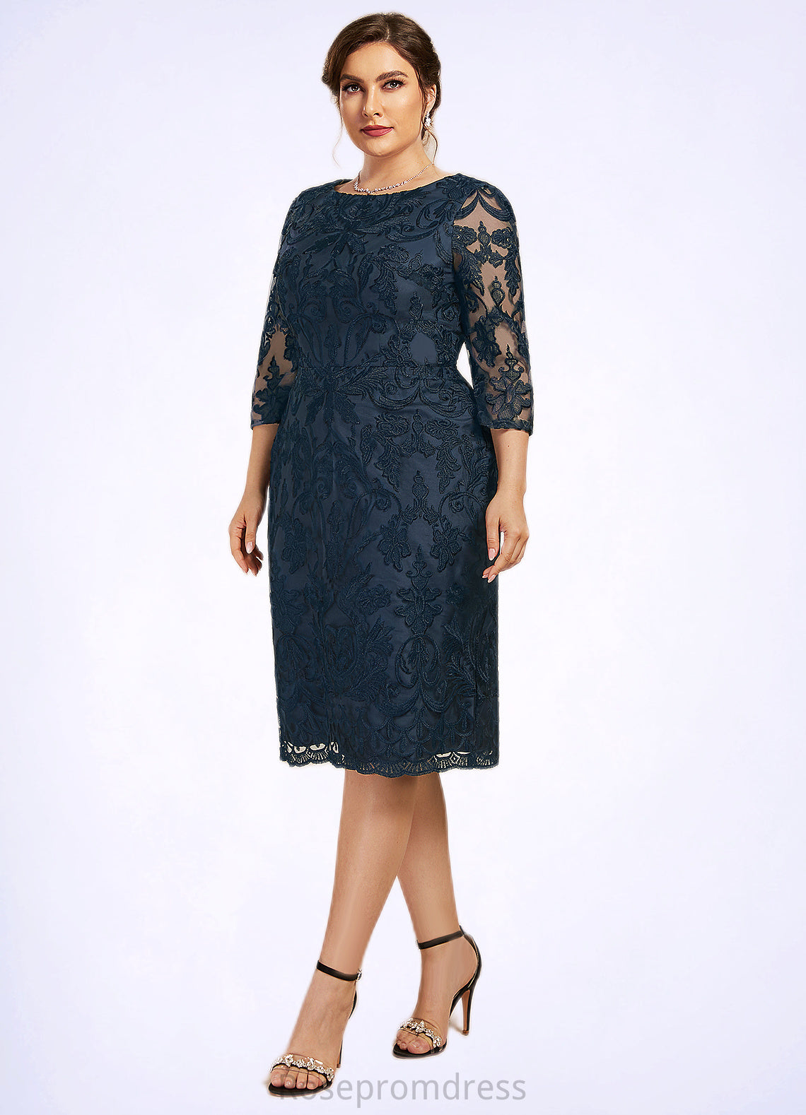 Nova Sheath/Column Scoop Neck Knee-Length Lace Mother of the Bride Dress SRS126P0014675