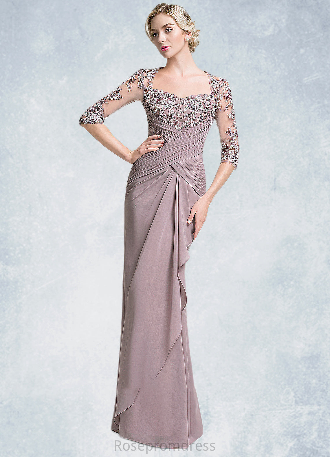 Scarlett Trumpet/Mermaid Sweetheart Floor-Length Chiffon Mother of the Bride Dress With Ruffle Cascading Ruffles SRS126P0014694