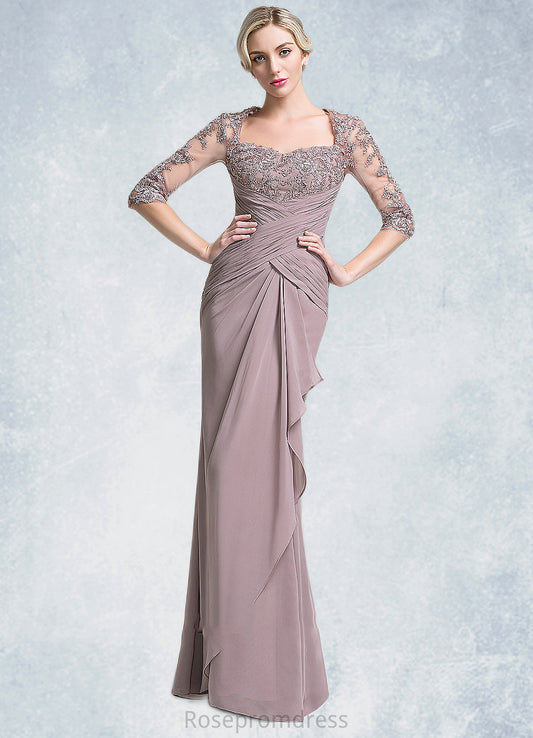 Scarlett Trumpet/Mermaid Sweetheart Floor-Length Chiffon Mother of the Bride Dress With Ruffle Cascading Ruffles SRS126P0014694