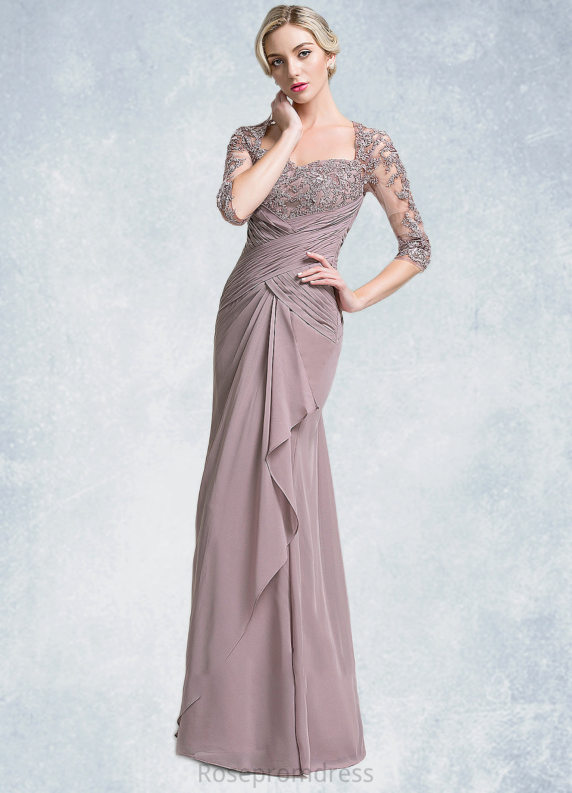 Scarlett Trumpet/Mermaid Sweetheart Floor-Length Chiffon Mother of the Bride Dress With Ruffle Cascading Ruffles SRS126P0014694