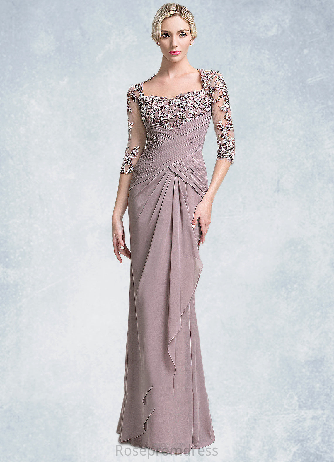 Scarlett Trumpet/Mermaid Sweetheart Floor-Length Chiffon Mother of the Bride Dress With Ruffle Cascading Ruffles SRS126P0014694