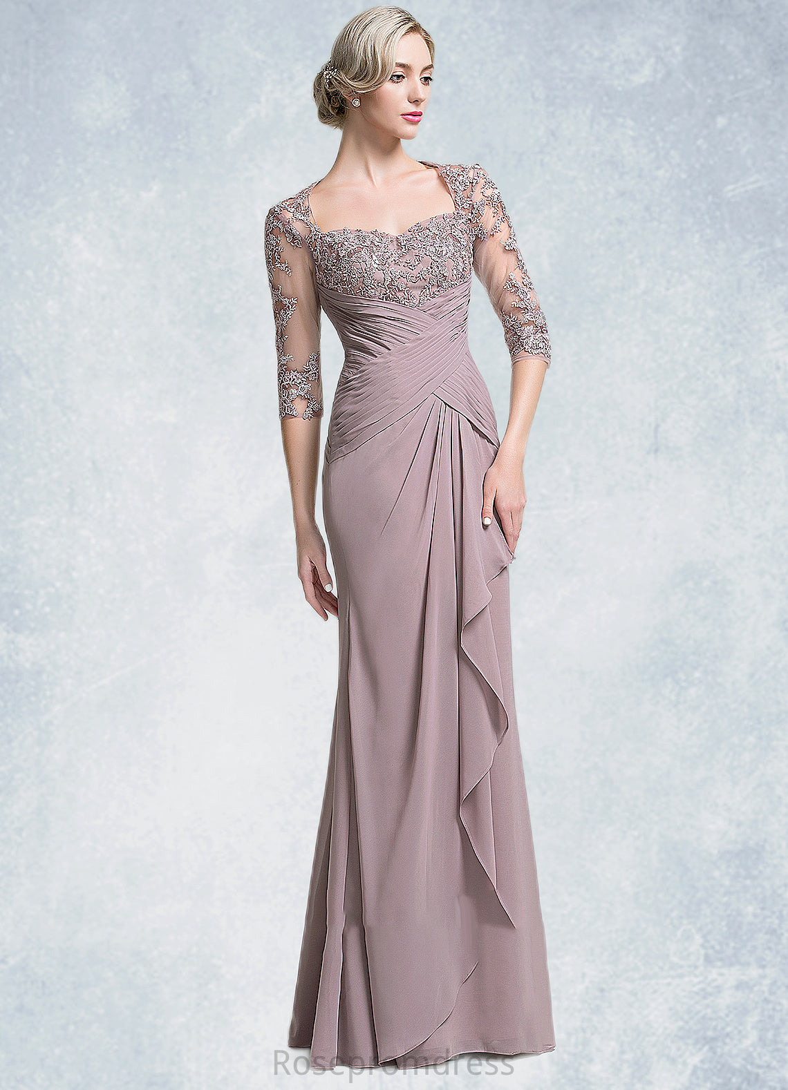 Scarlett Trumpet/Mermaid Sweetheart Floor-Length Chiffon Mother of the Bride Dress With Ruffle Cascading Ruffles SRS126P0014694