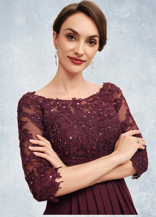 Abbie A-Line Off-the-Shoulder Floor-Length Chiffon Lace Mother of the Bride Dress With Beading Sequins Cascading Ruffles SRS126P0014700