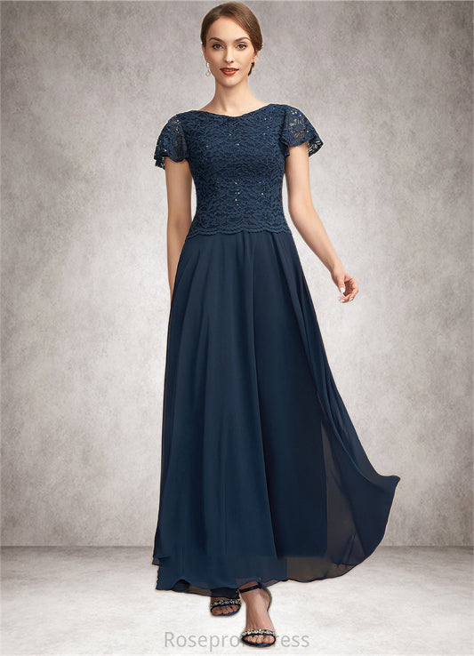 Rebekah A-Line Scoop Neck Ankle-Length Chiffon Lace Mother of the Bride Dress With Sequins SRS126P0014701