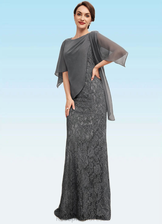 Pam Trumpet/Mermaid Scoop Neck Floor-Length Chiffon Lace Mother of the Bride Dress With Ruffle SRS126P0014708