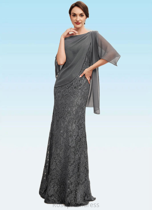Pam Trumpet/Mermaid Scoop Neck Floor-Length Chiffon Lace Mother of the Bride Dress With Ruffle SRS126P0014708