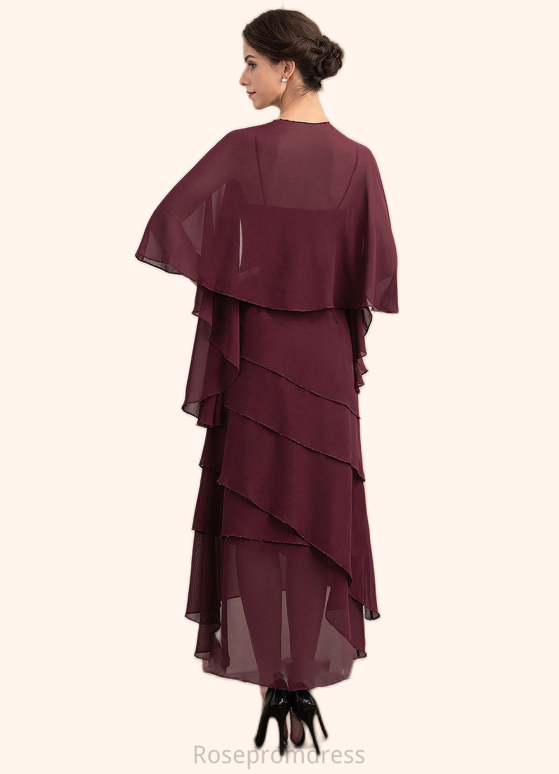 Ann A-Line Scoop Neck Asymmetrical Chiffon Mother of the Bride Dress With Beading SRS126P0014710