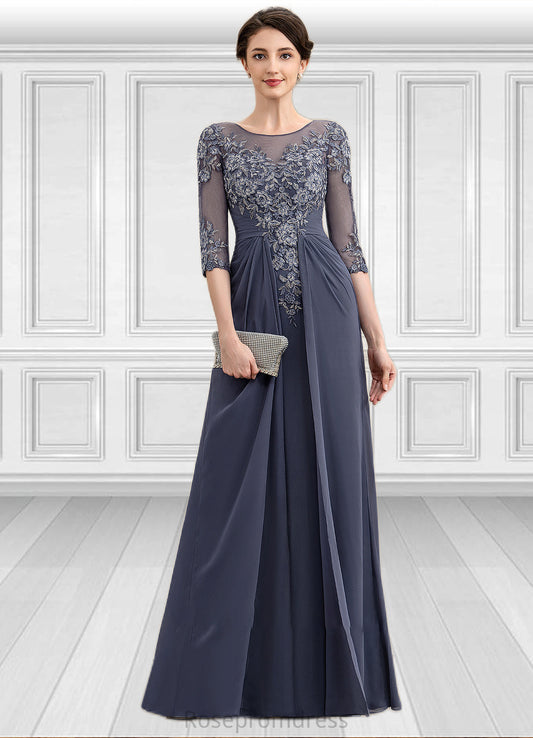 Lauryn A-Line Scoop Neck Floor-Length Chiffon Lace Mother of the Bride Dress SRS126P0014712