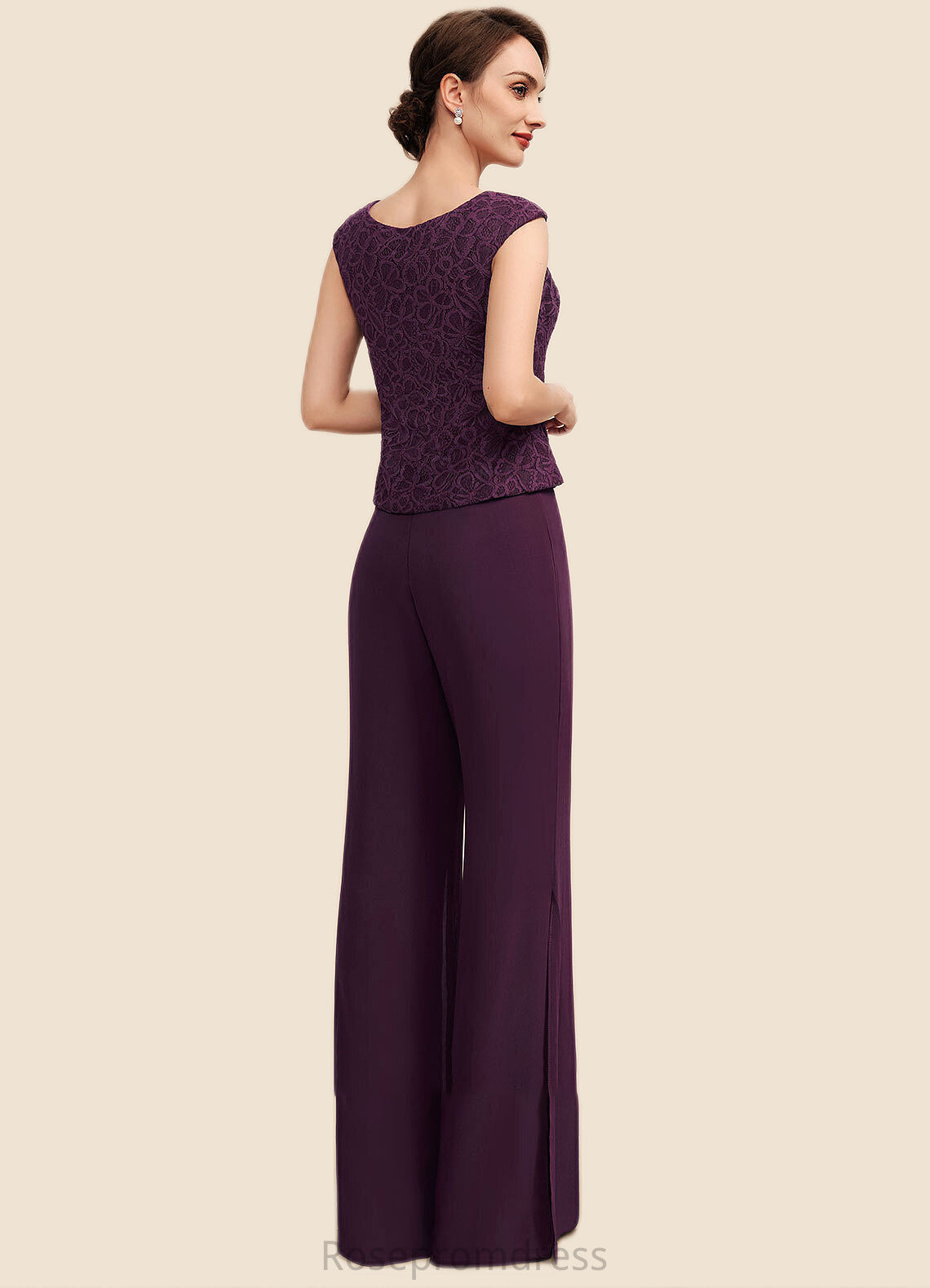 Kennedy Jumpsuit/Pantsuit Scoop Neck Floor-Length Chiffon Lace Mother of the Bride Dress SRS126P0014722