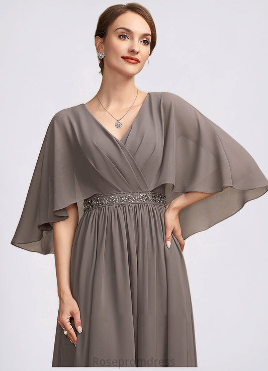 Emerson A-Line V-neck Ankle-Length Chiffon Mother of the Bride Dress With Ruffle Beading SRS126P0014723