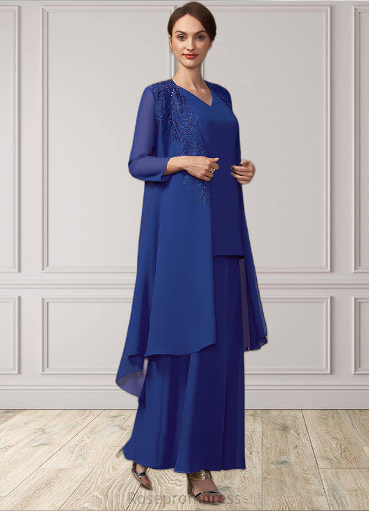 Peyton A-line V-Neck Ankle-Length Chiffon Mother of the Bride Dress SRS126P0014729