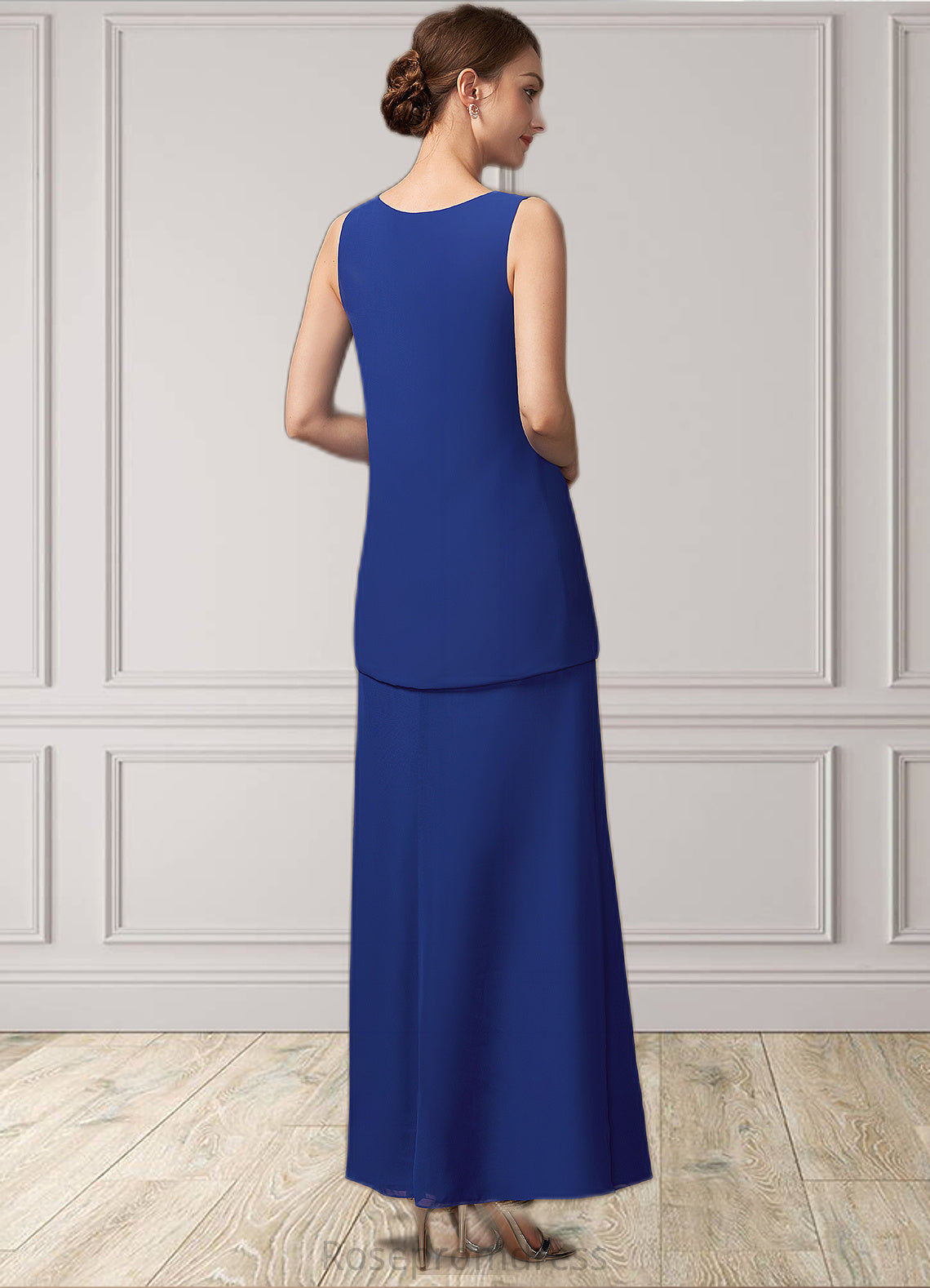 Peyton A-line V-Neck Ankle-Length Chiffon Mother of the Bride Dress SRS126P0014729