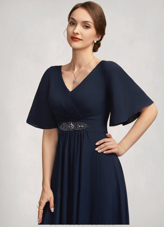 Gracelyn A-Line V-neck Ankle-Length Mother of the Bride Dress With Ruffle DS126P0014742