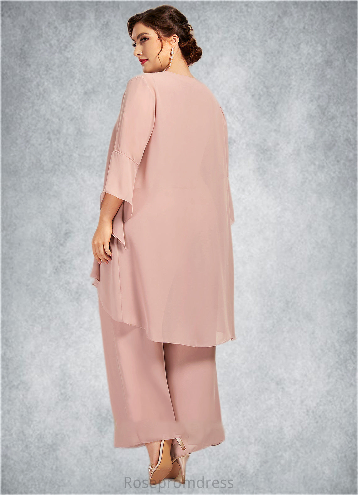 Brylee Jumpsuit/Pantsuit Scoop Neck Ankle-Length Chiffon Lace Mother of the Bride Dress SRS126P0014746