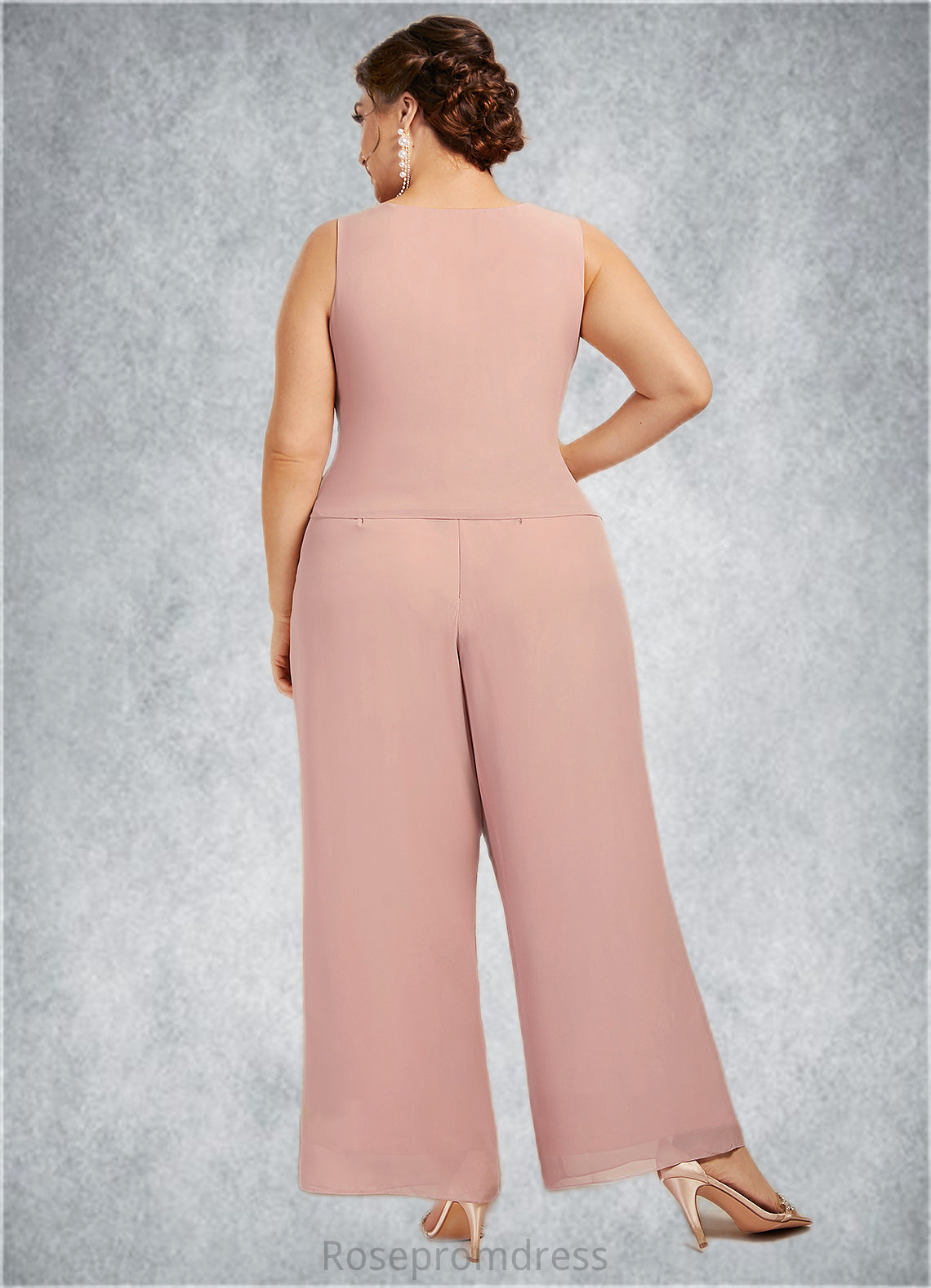 Brylee Jumpsuit/Pantsuit Scoop Neck Ankle-Length Chiffon Lace Mother of the Bride Dress SRS126P0014746