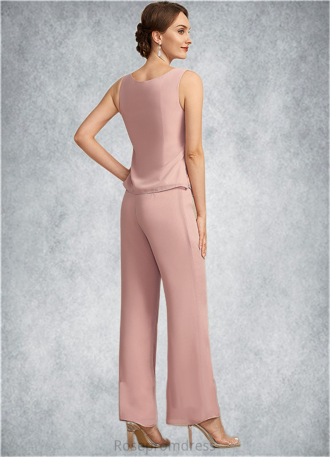 Brylee Jumpsuit/Pantsuit Scoop Neck Ankle-Length Chiffon Lace Mother of the Bride Dress SRS126P0014746
