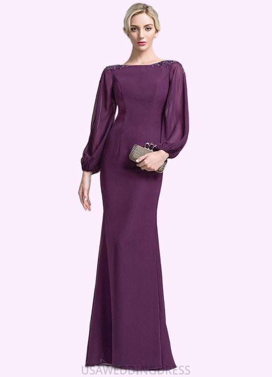 Kennedy Trumpet/Mermaid Scoop Neck Floor-Length Chiffon Mother of the Bride Dress With Beading Sequins DS126P0014748