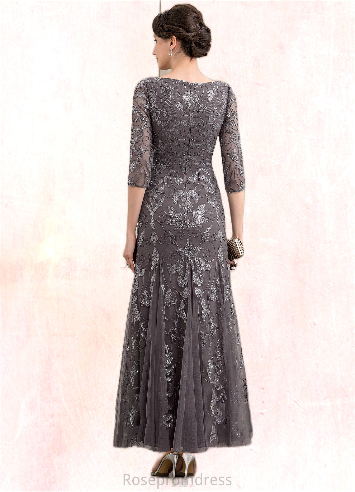 Nora Sheath/Column Scoop Neck Ankle-Length Tulle Sequined Mother of the Bride Dress SRS126P0014758