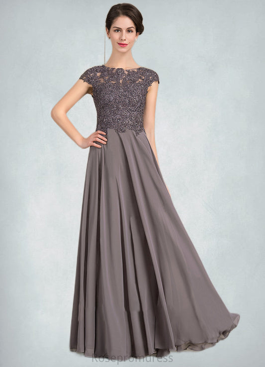 Brylee A-Line Scoop Neck Floor-Length Chiffon Lace Mother of the Bride Dress With Beading SRS126P0014761