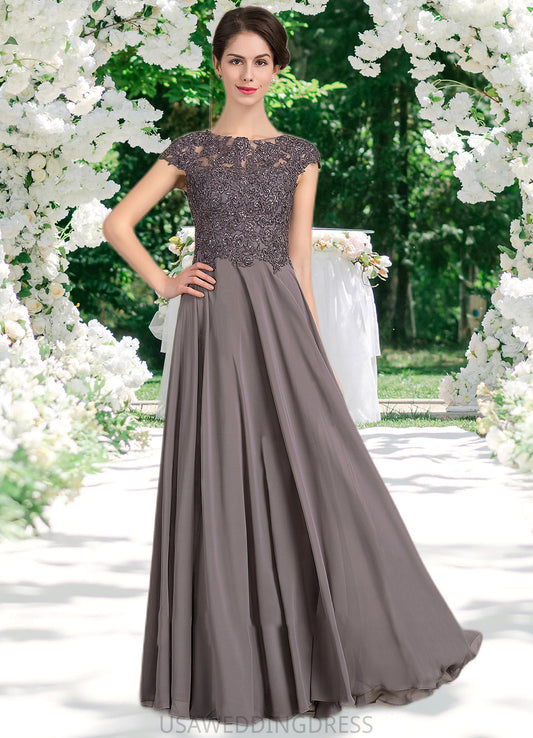 Aileen A-Line Scoop Neck Floor-Length Chiffon Lace Mother of the Bride Dress With Beading DS126P0014761