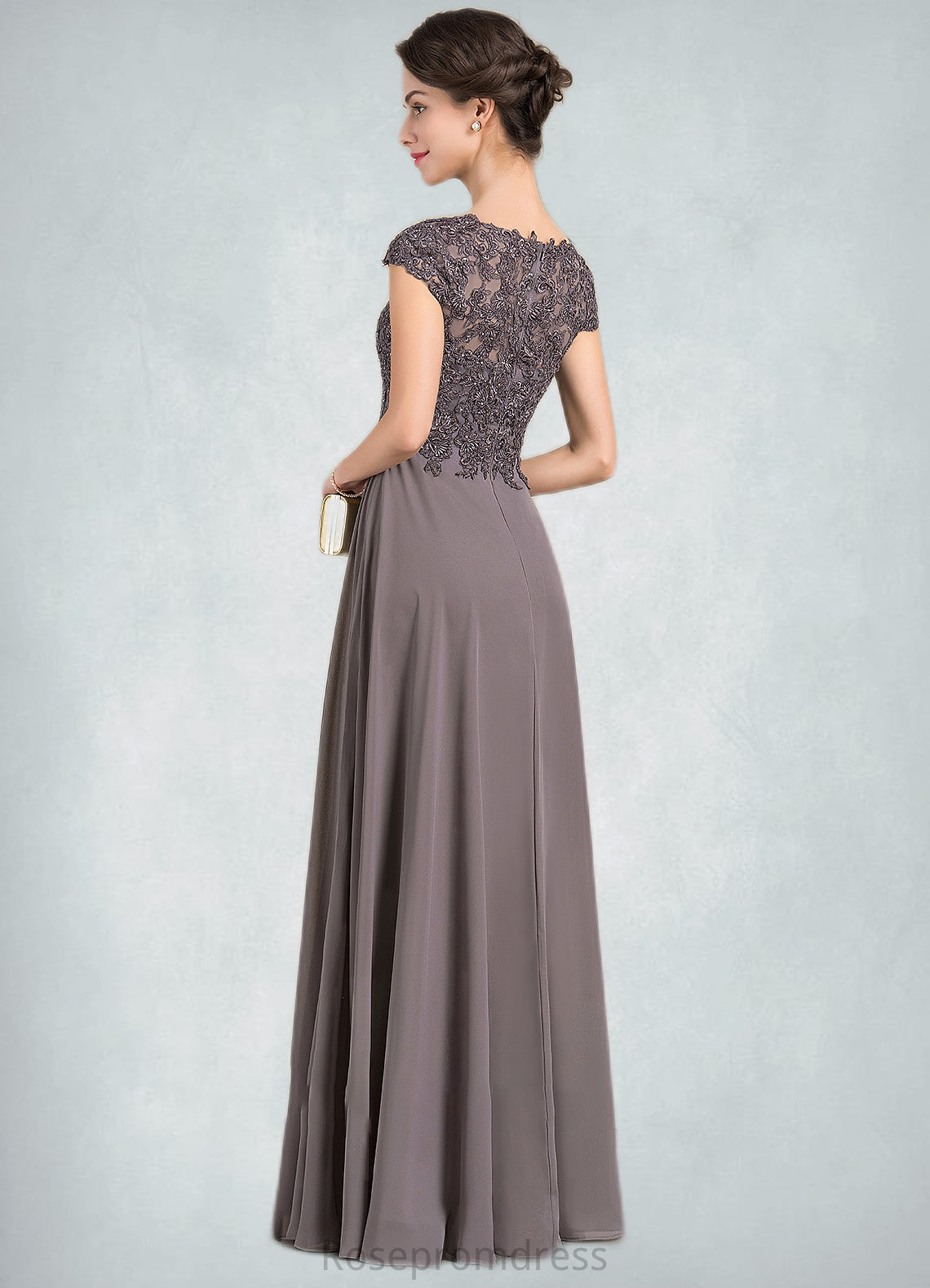 Brylee A-Line Scoop Neck Floor-Length Chiffon Lace Mother of the Bride Dress With Beading SRS126P0014761