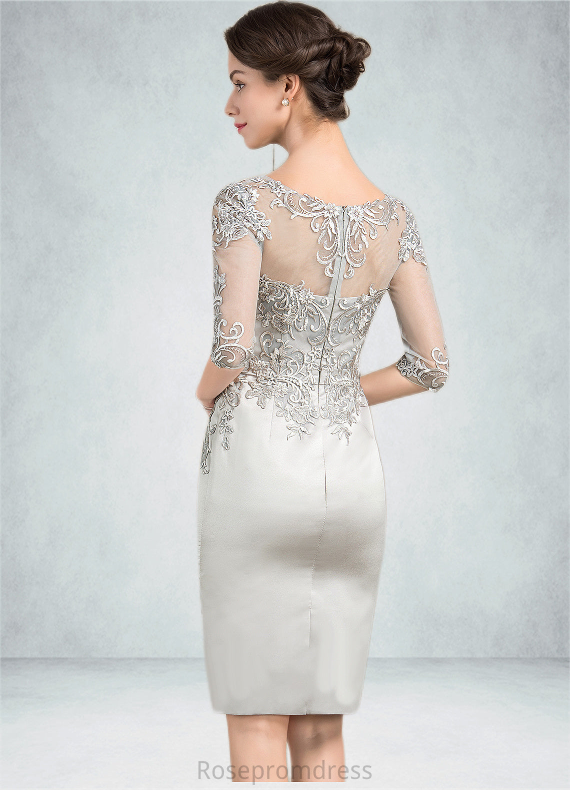 Grace Sheath/Column Scoop Neck Knee-Length Satin Lace Mother of the Bride Dress SRS126P0014762