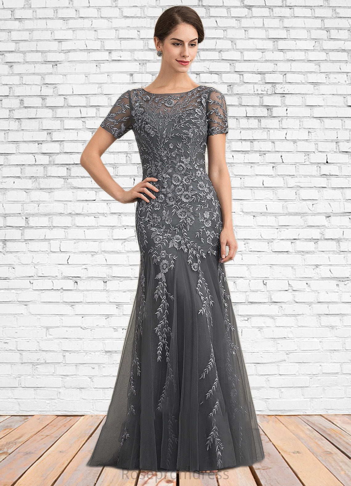 Genesis Trumpet/Mermaid Scoop Neck Floor-Length Tulle Lace Mother of the Bride Dress With Beading Sequins SRS126P0014767