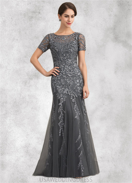 Valerie Trumpet/Mermaid Scoop Neck Floor-Length Tulle Lace Mother of the Bride Dress With Beading Sequins DS126P0014767