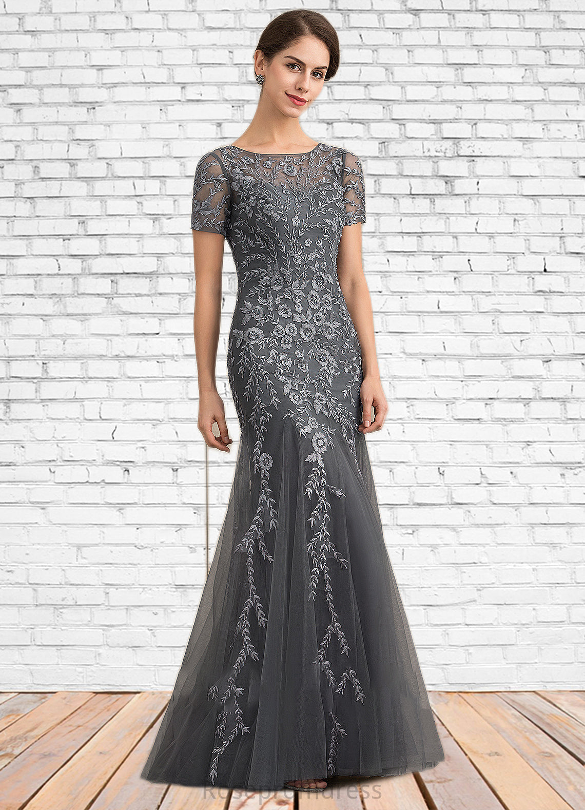 Genesis Trumpet/Mermaid Scoop Neck Floor-Length Tulle Lace Mother of the Bride Dress With Beading Sequins SRS126P0014767