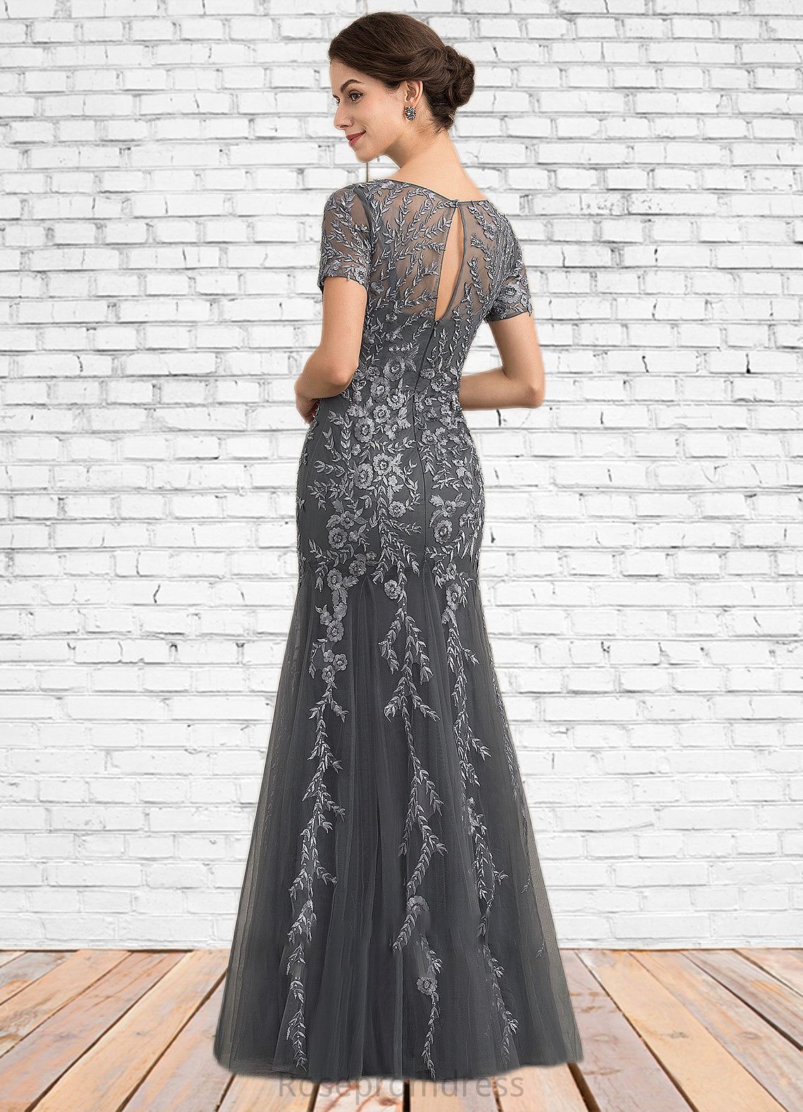 Genesis Trumpet/Mermaid Scoop Neck Floor-Length Tulle Lace Mother of the Bride Dress With Beading Sequins SRS126P0014767