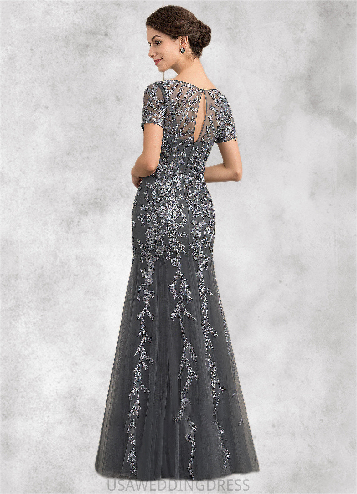 Valerie Trumpet/Mermaid Scoop Neck Floor-Length Tulle Lace Mother of the Bride Dress With Beading Sequins DS126P0014767