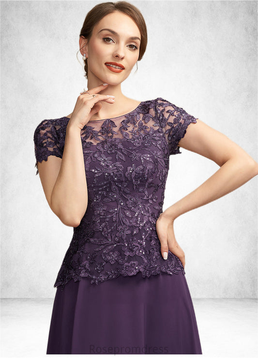 Aniya A-Line Scoop Neck Ankle-Length Chiffon Lace Mother of the Bride Dress With Sequins SRS126P0014769