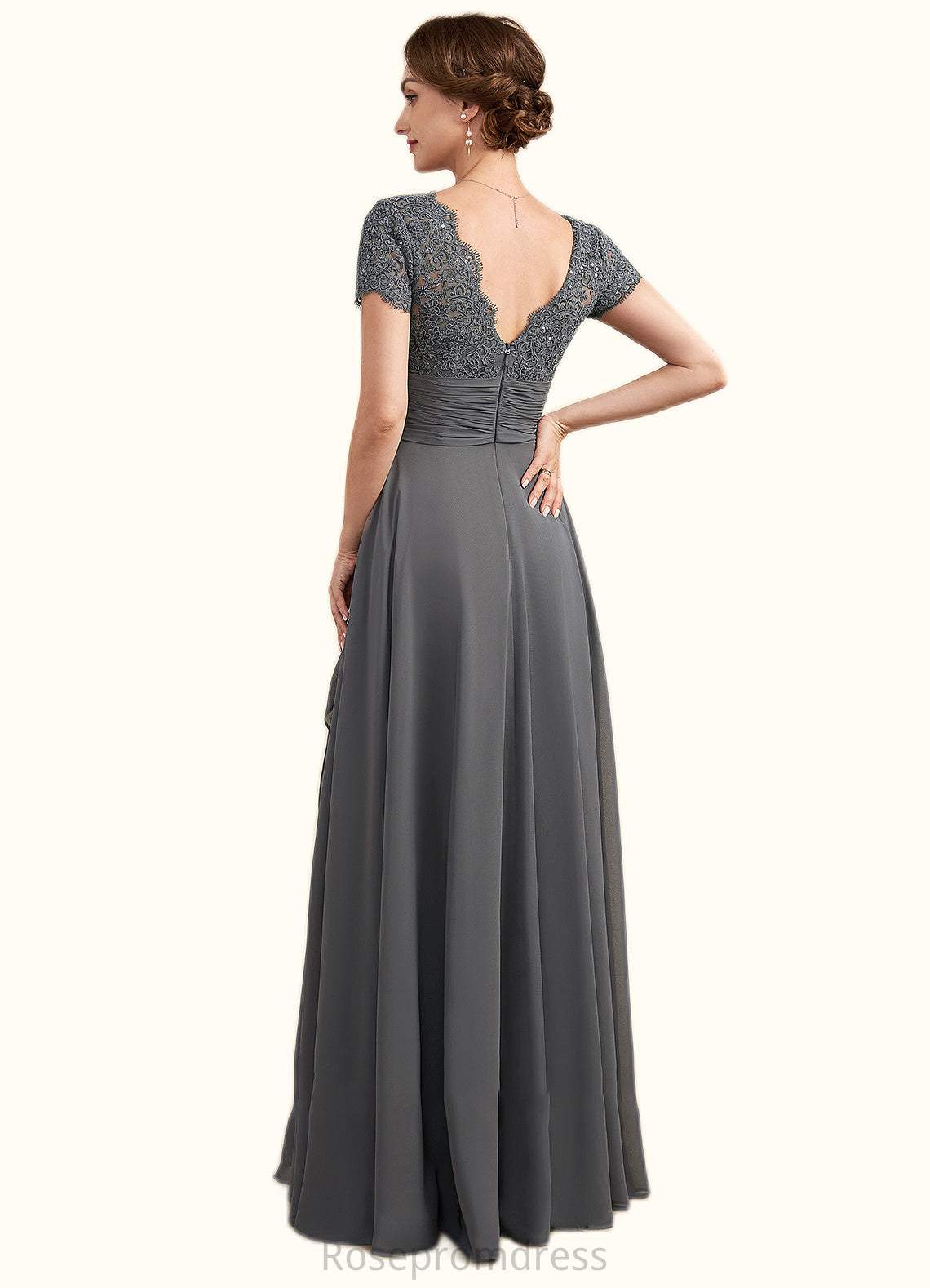 Martha A-Line Square Neckline Floor-Length Chiffon Lace Mother of the Bride Dress With Ruffle Sequins SRS126P0014770