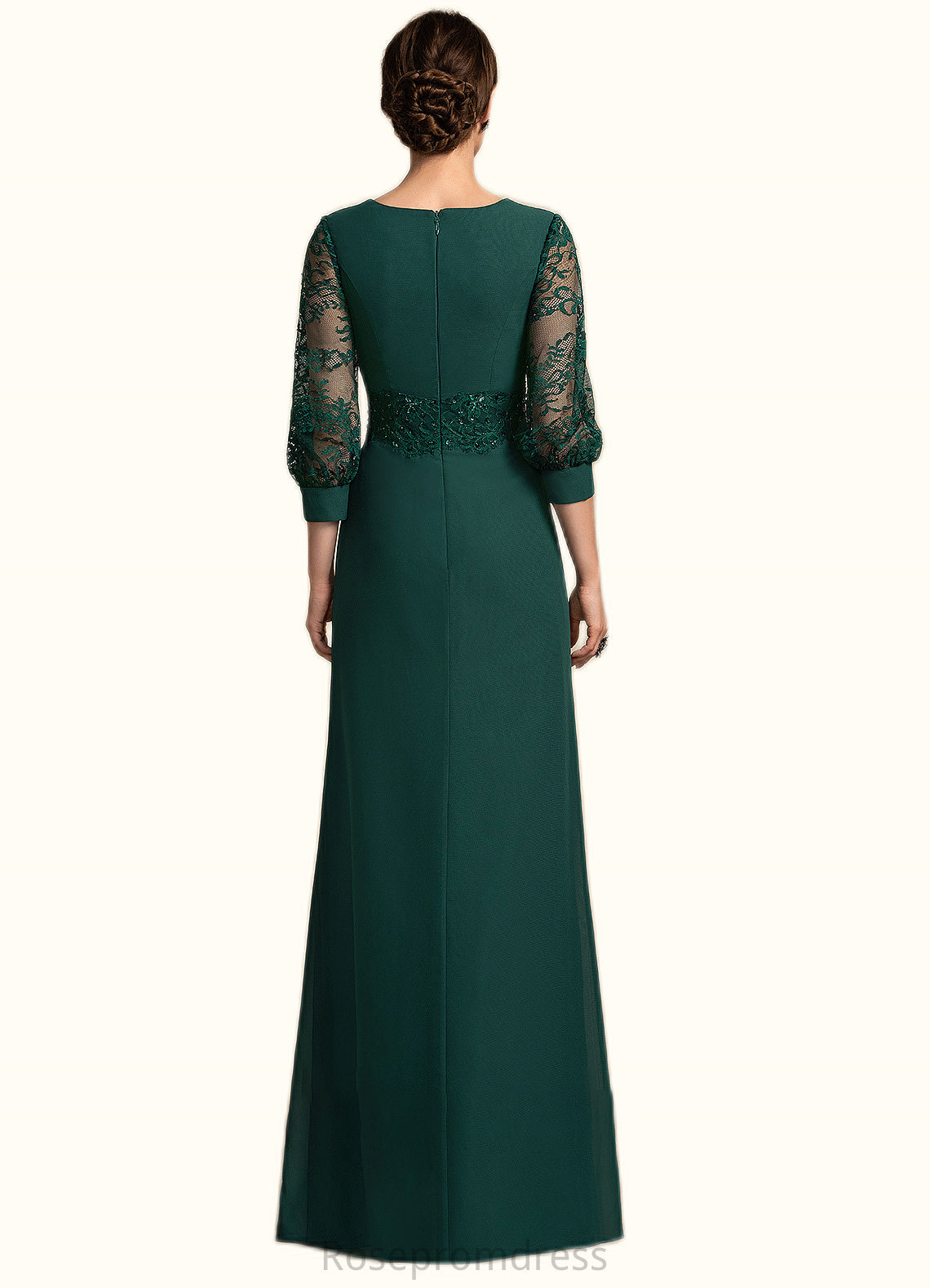 Brylee A-Line Scoop Neck Floor-Length Chiffon Lace Mother of the Bride Dress With Beading Sequins SRS126P0014773