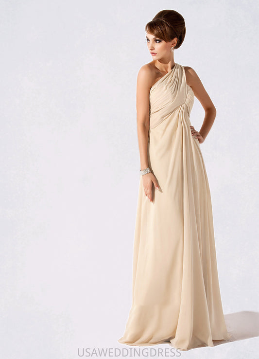 Gracie Empire One-Shoulder Floor-Length Chiffon Mother of the Bride Dress With Ruffle DS126P0014777