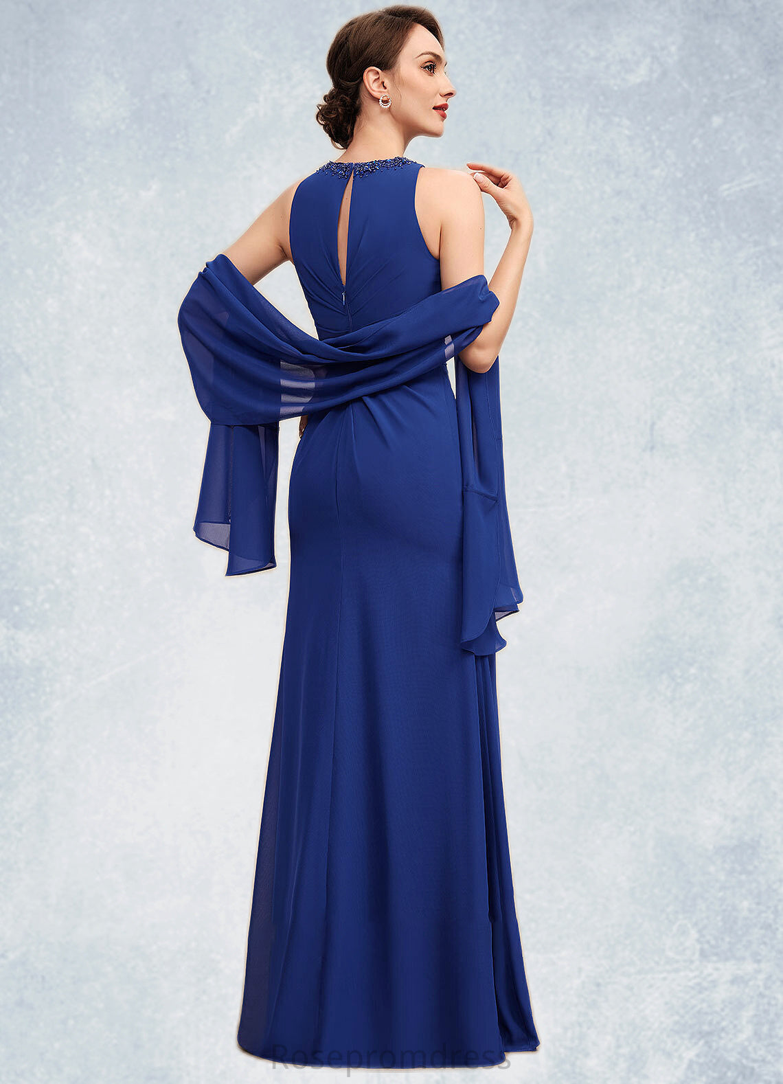 Reagan A-Line Scoop Neck Floor-Length Chiffon Mother of the Bride Dress With Beading Cascading Ruffles SRS126P0014781