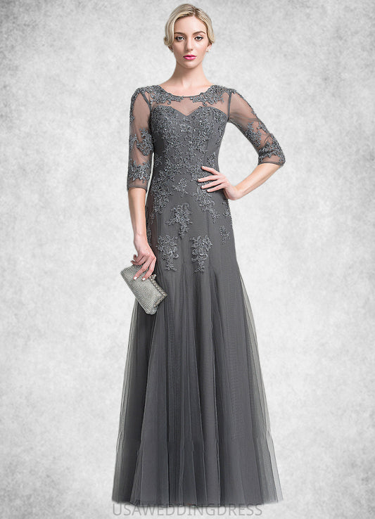 Marlene A-Line/Princess Scoop Neck Floor-Length Tulle Mother of the Bride Dress With Beading Sequins DS126P0014782