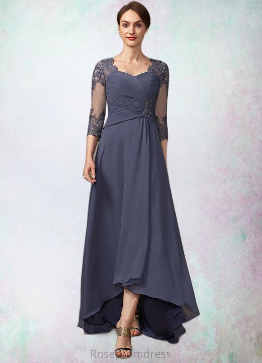 Ashlyn A-Line Sweetheart Asymmetrical Chiffon Lace Mother of the Bride Dress With Beading Sequins SRS126P0014783