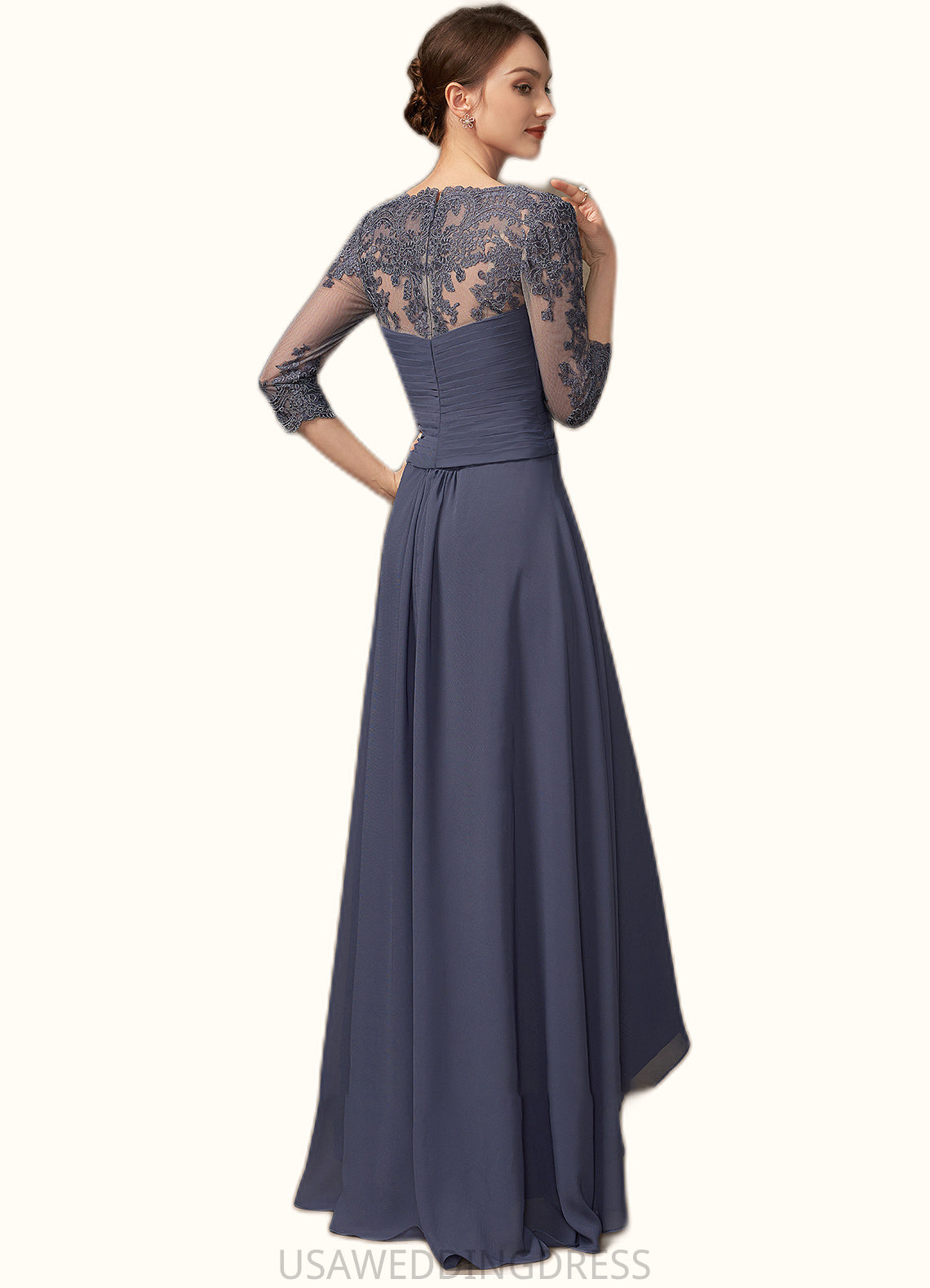 Nadine A-Line Sweetheart Asymmetrical Chiffon Lace Mother of the Bride Dress With Beading Sequins DS126P0014783