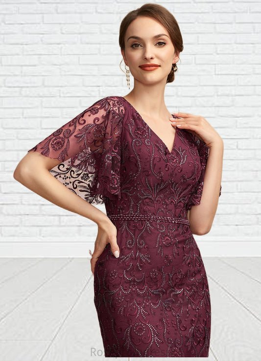 Aria Trumpet/Mermaid V-neck Floor-Length Tulle Lace Mother of the Bride Dress With Beading Sequins SRS126P0014786