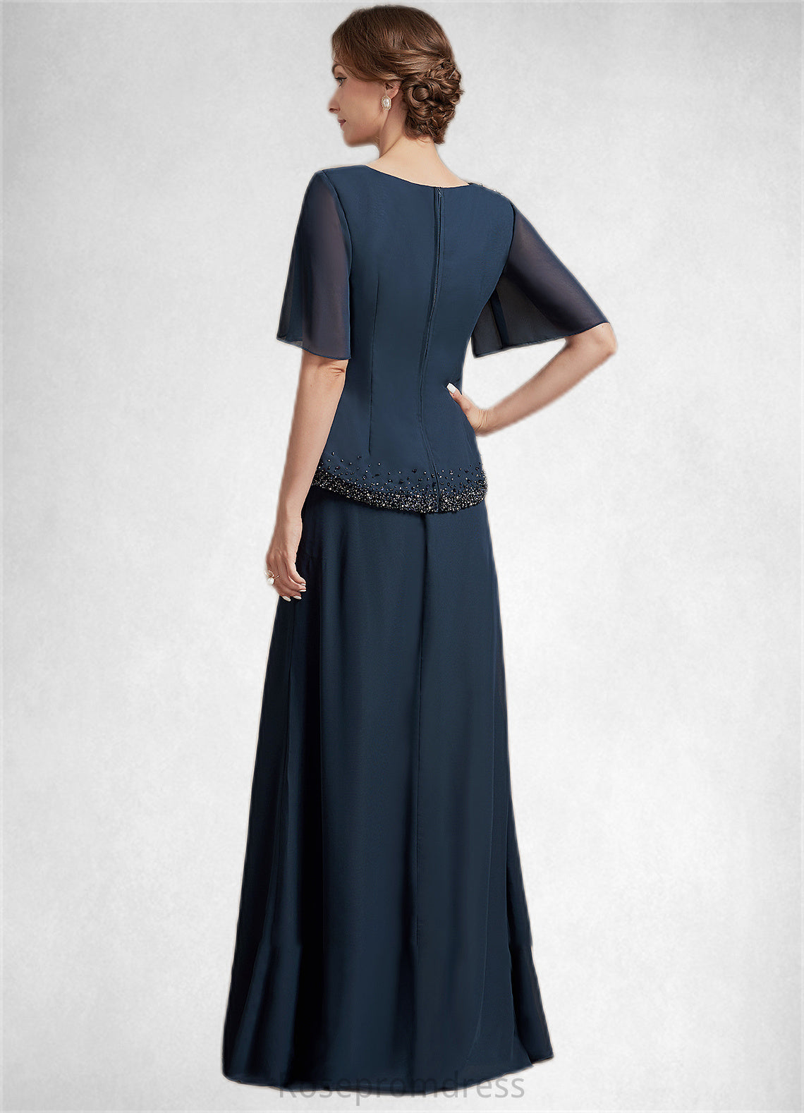 Mireya A-Line Scoop Neck Floor-Length Chiffon Mother of the Bride Dress With Beading Sequins SRS126P0014787