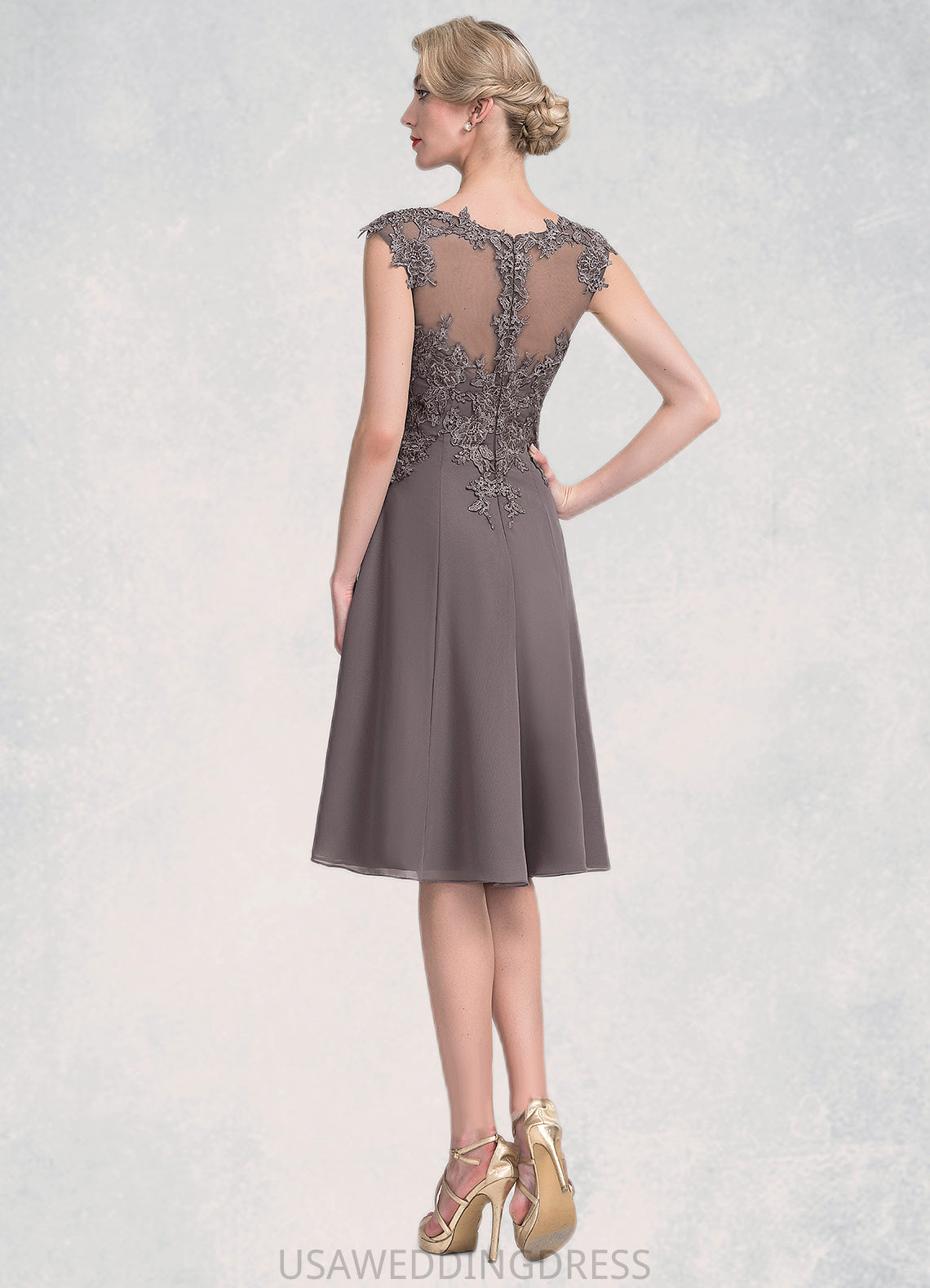 Journey A-Line Scoop Neck Knee-Length Chiffon Lace Mother of the Bride Dress DS126P0014790