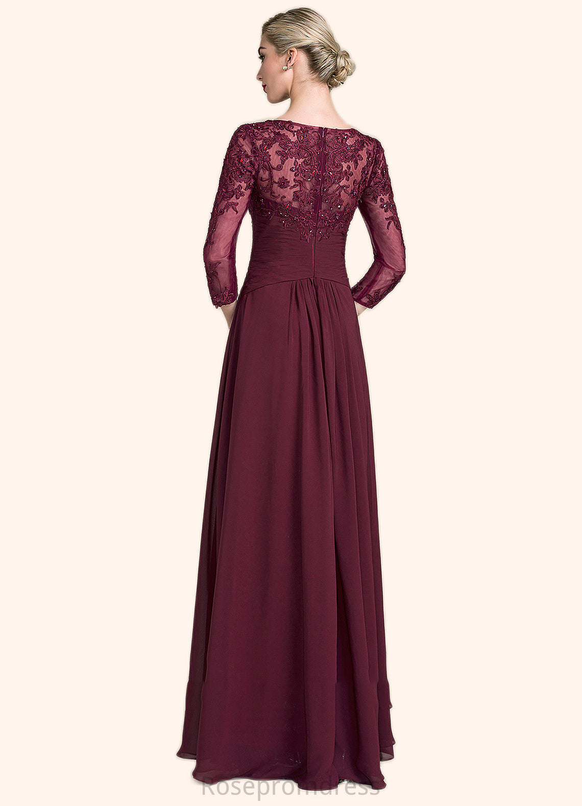 Wendy A-Line Scoop Neck Floor-Length Chiffon Lace Mother of the Bride Dress With Ruffle Beading Sequins SRS126P0014792