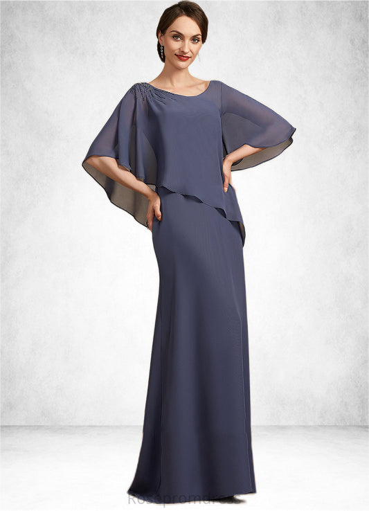 Aria A-Line Scoop Neck Floor-Length Chiffon Mother of the Bride Dress With Beading SRS126P0014793