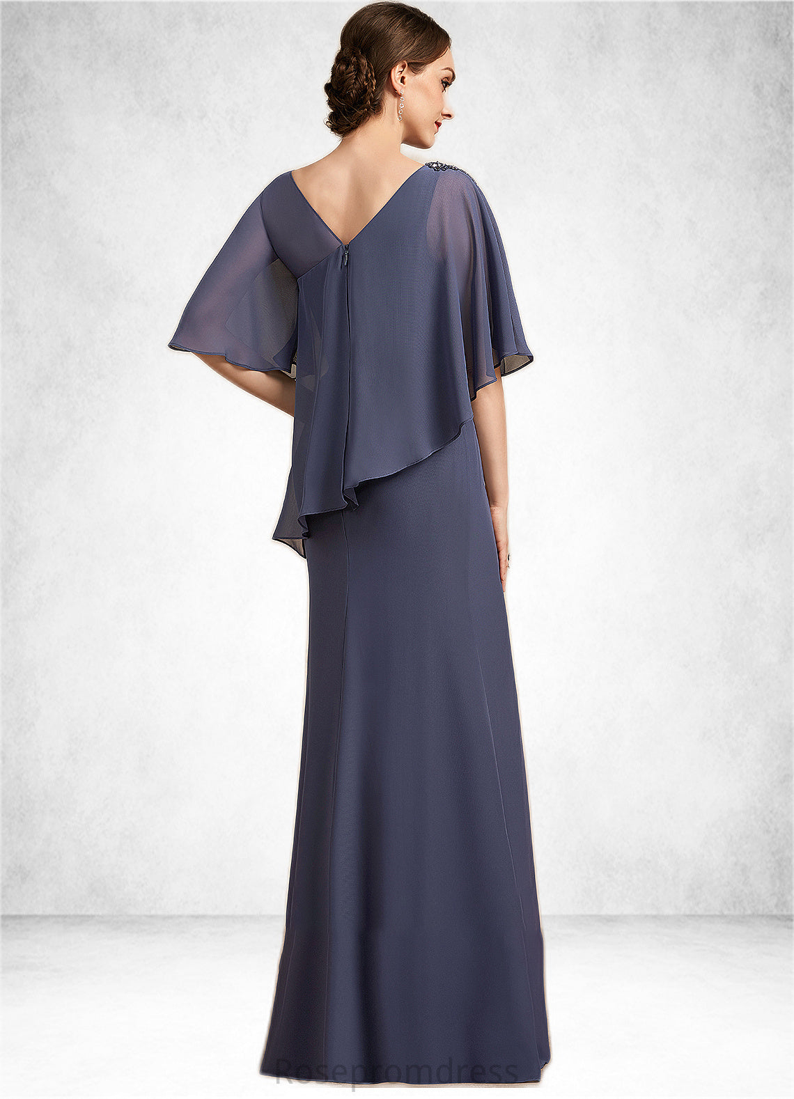 Aria A-Line Scoop Neck Floor-Length Chiffon Mother of the Bride Dress With Beading SRS126P0014793