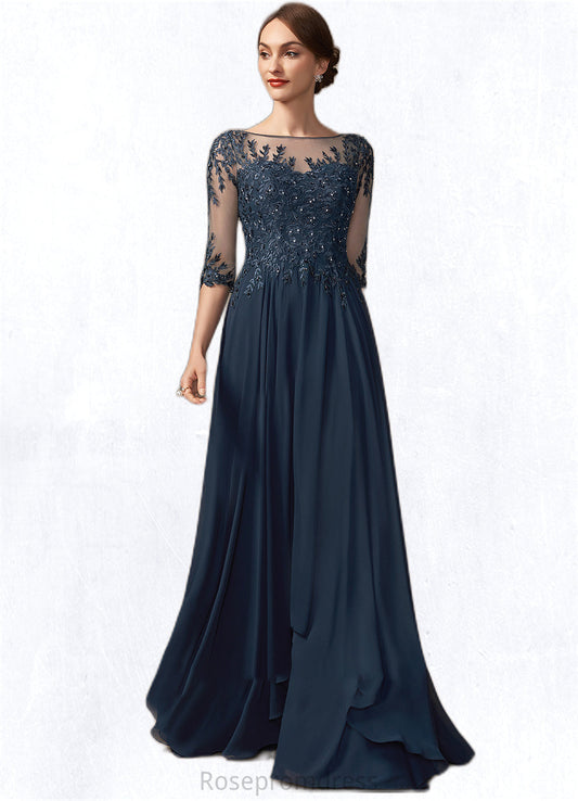 Quinn A-Line Scoop Neck Floor-Length Chiffon Lace Mother of the Bride Dress With Beading Sequins SRS126P0014795
