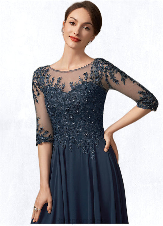 Quinn A-Line Scoop Neck Floor-Length Chiffon Lace Mother of the Bride Dress With Beading Sequins SRS126P0014795