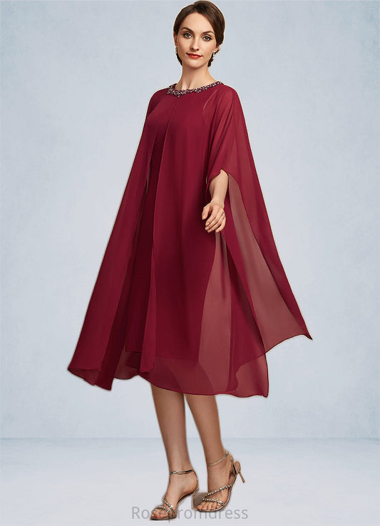 Rylee A-Line Scoop Neck Knee-Length Chiffon Mother of the Bride Dress With Beading Sequins SRS126P0014798