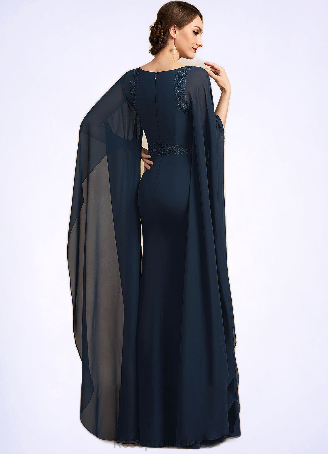 Alia Sheath/Column Scoop Neck Floor-Length Chiffon Mother of the Bride Dress With Lace Sequins SRS126P0014806