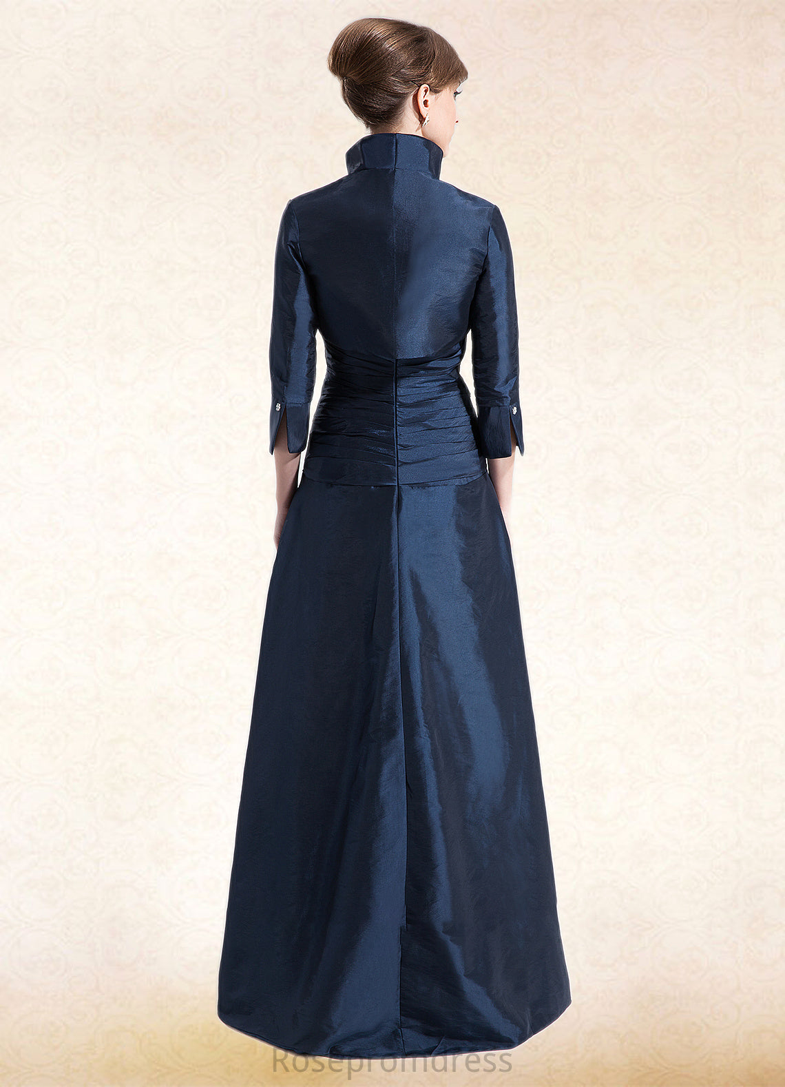 Jimena A-Line V-neck Floor-Length Taffeta Mother of the Bride Dress With Ruffle Beading SRS126P0014807